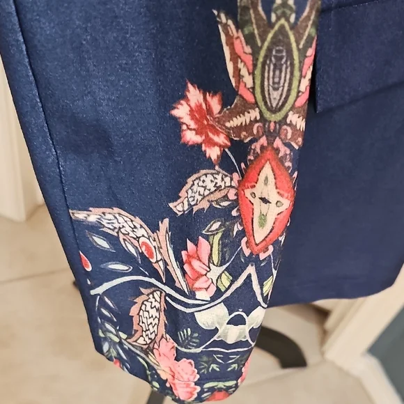 NWT Sinhoon Navy Double Breasted Gold Tone Button Tailored Floral Blazer XL - Picture 12 of 12